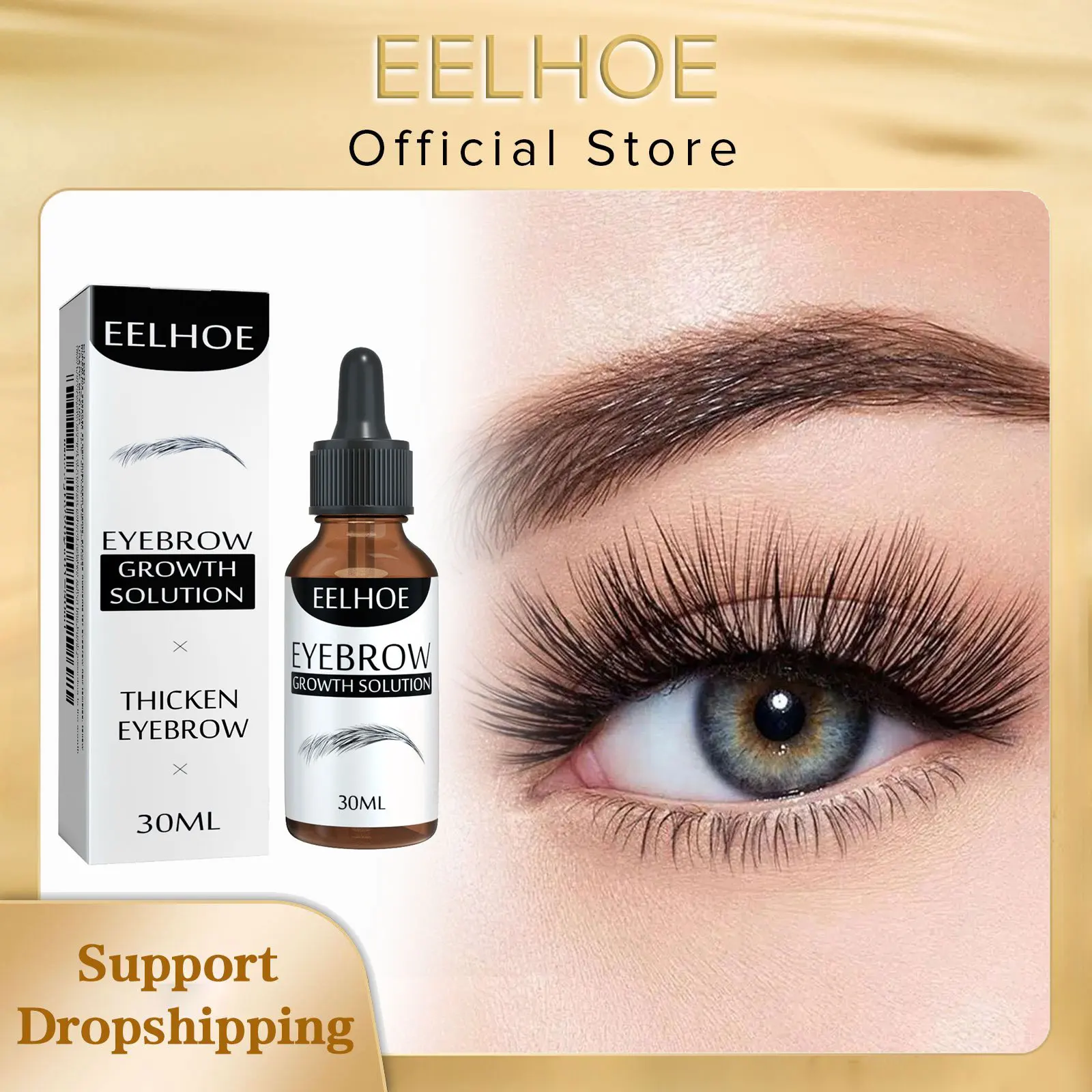 EELHOE Eyebrow Growth Liquid Quickly Grow Thick and Slender Eyelashes Moisturizing and Nursing Eyebrow Fast Growing Liquid 30ml