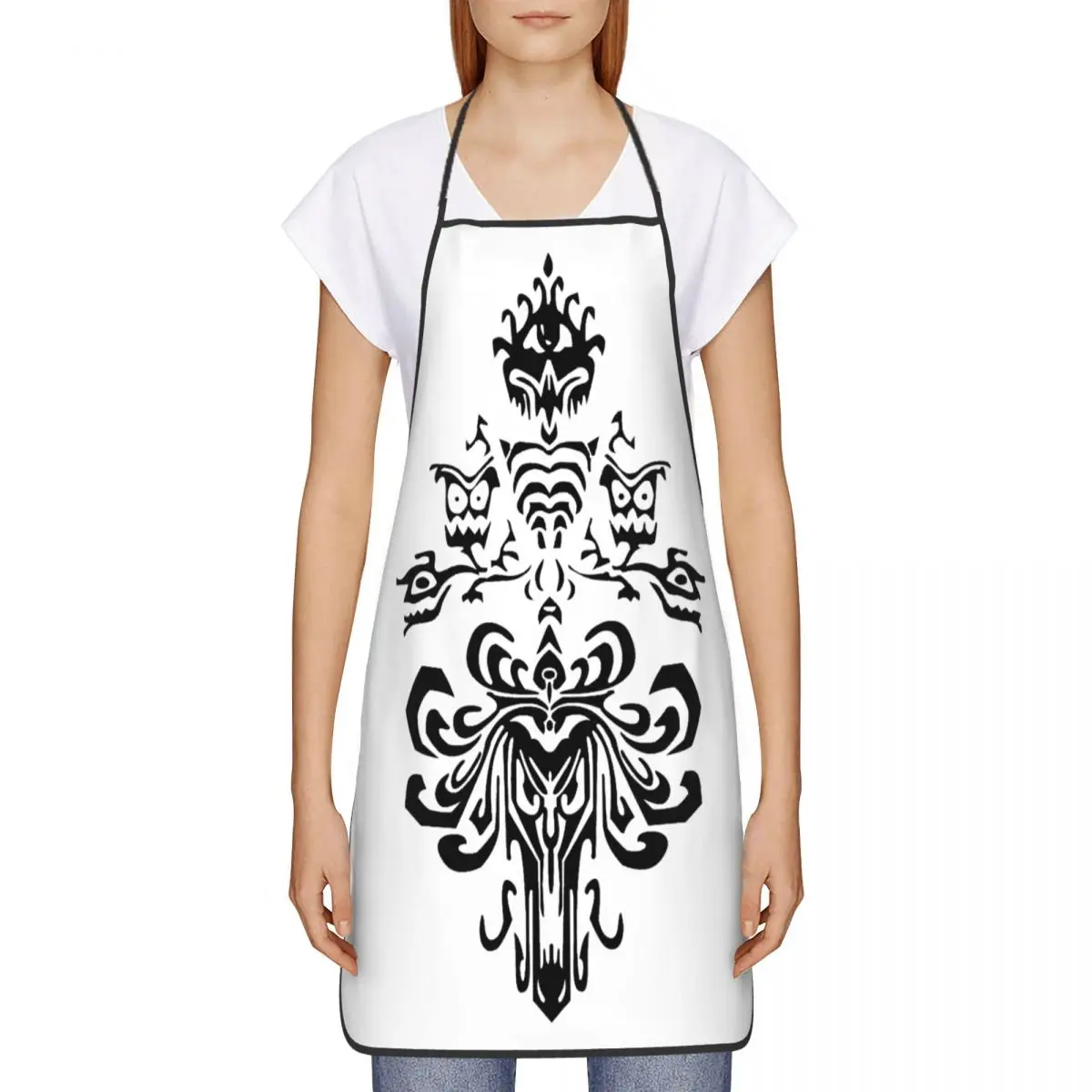 Custom Bib Halloween Monster Haunted Mansion Apron for Men Women Unisex Adult Chef Kitchen Cooking Tablier Cuisine Painting