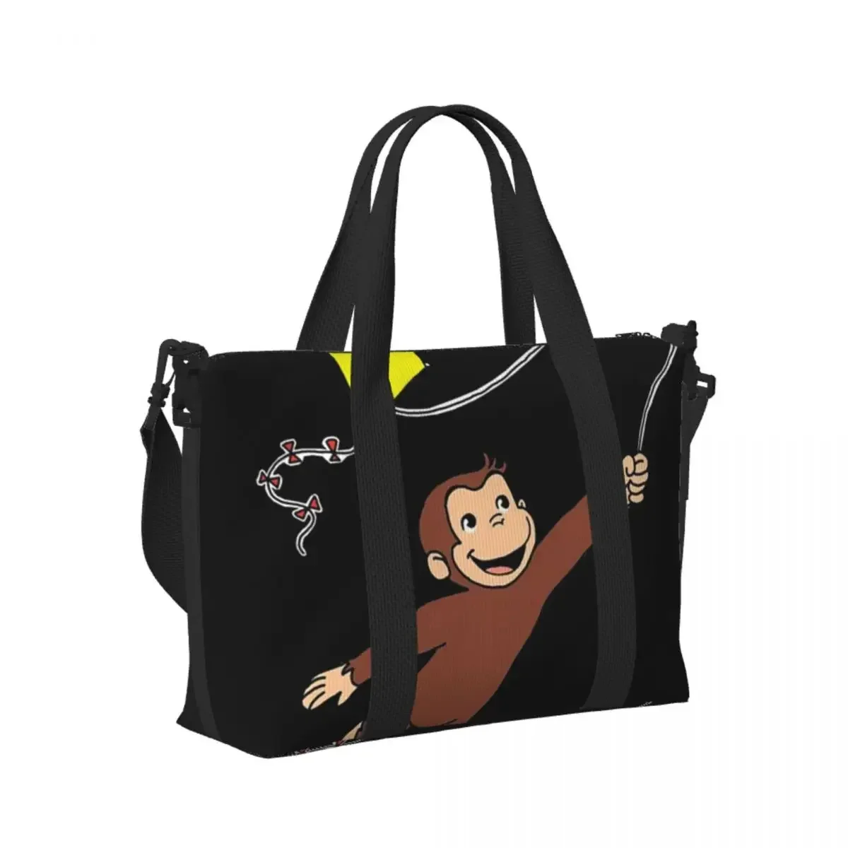 Custom Curious George - Flying Kite Beach Travel Bag Large Capacity Tote Bags For Gym Sport Women Shopping Duffle Shoulder Bag