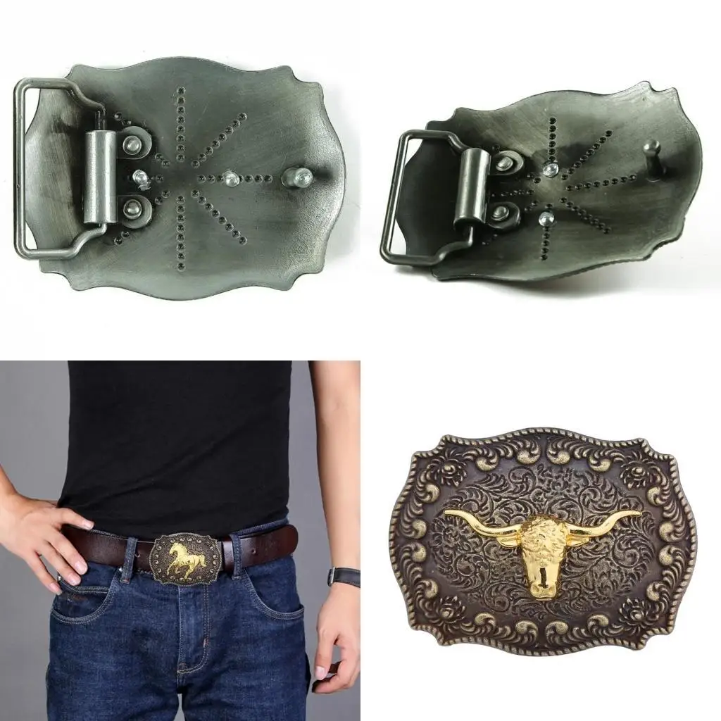 

39BB Vintage Multiple Color Carved Belt Buckle Metal Teenager Belt Buckle Replacement