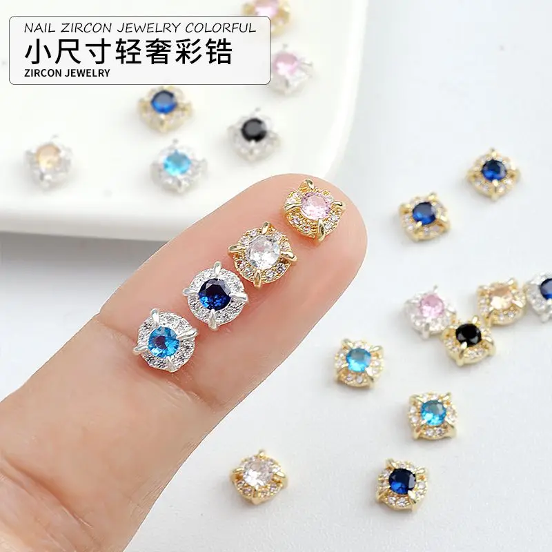 10pcs/lot Colored Zircon Exquisite Round Crystals Rhinestones Jewelry Nail Art Decorations Nails Accessories Charms Supplies