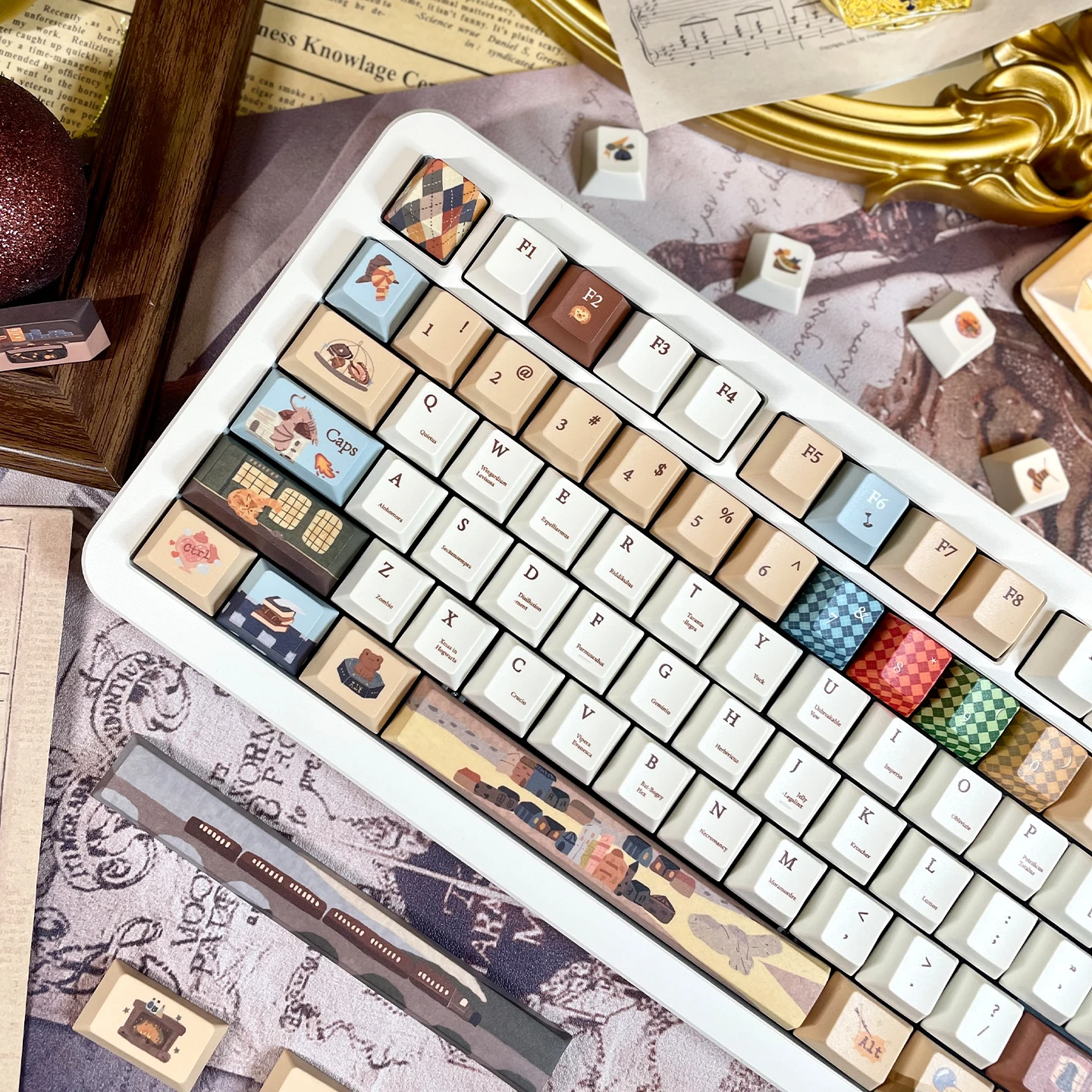 

Retro Brown keycaps 135 keys Cherry Profile Dye sublimation PBT Keycap For MX 61 64 68 87 96 104 Mechanical keyboard 7u keys