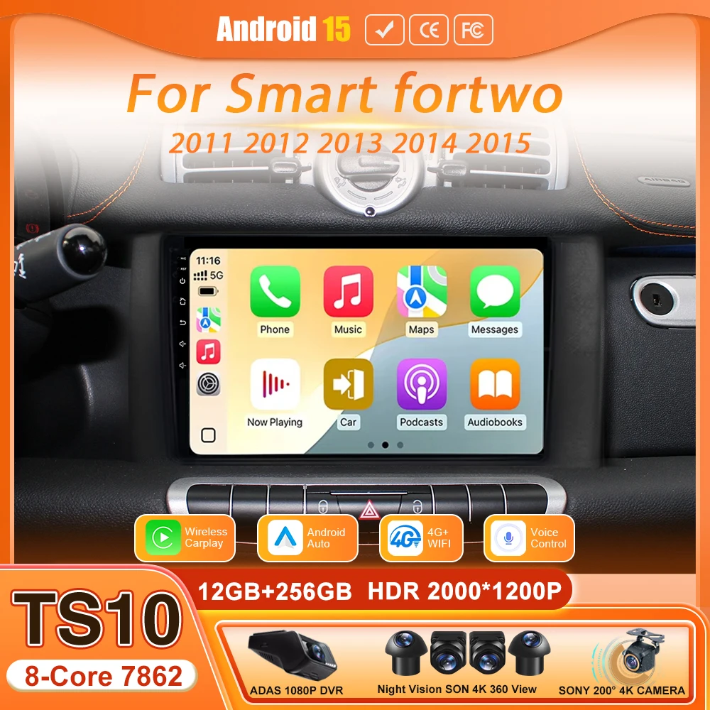 Android Car Radio Multimedia Video Player For Mercedes - Benz SMART Fortwo 2011 - 2015 Cabrio/Coupe 451 Carplay Auto Head Unit