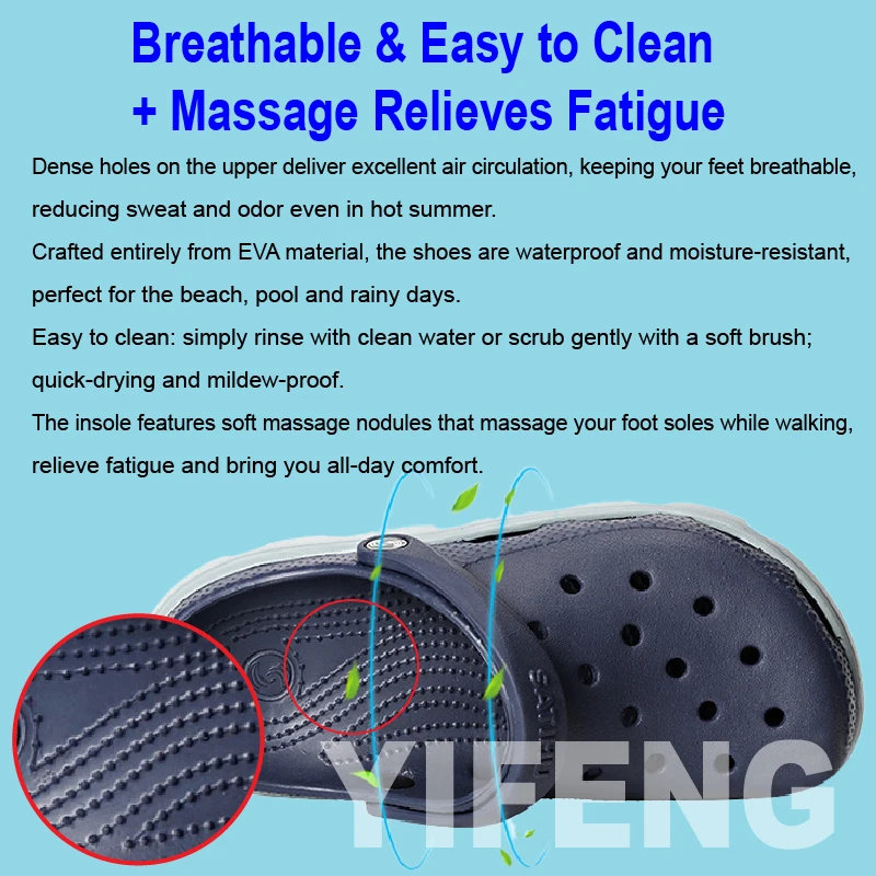 Fashion EVA lightweight sandals slippers for home walking work beach stream play camping commuting driving parent child wear