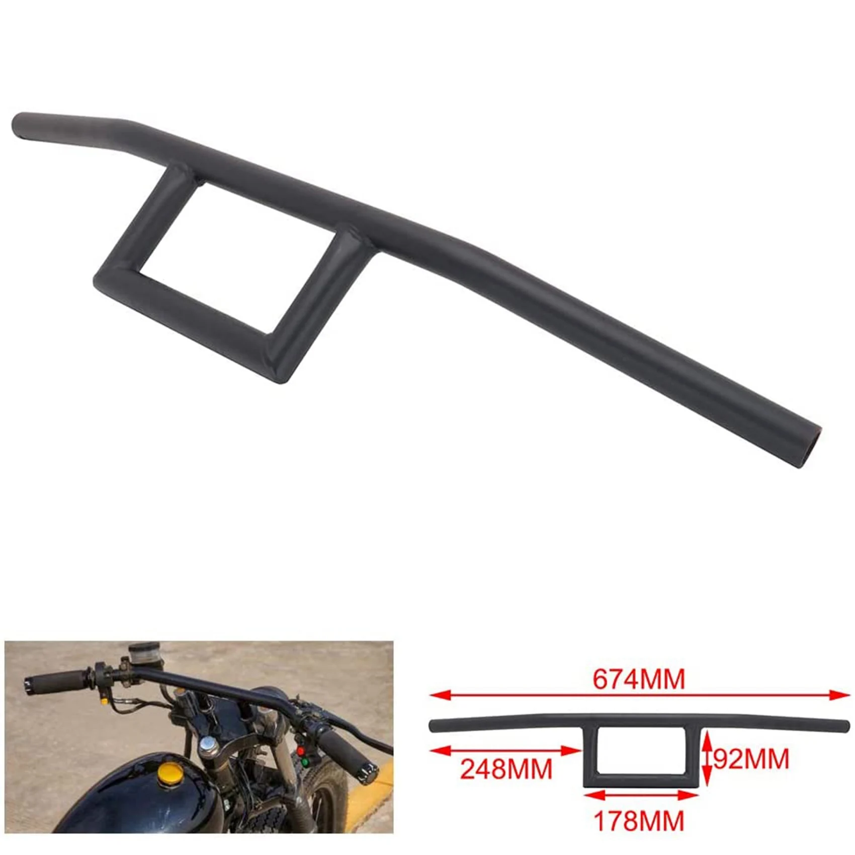 Motorcycle 7/8Inch Handlebar Cafe Racer Box Window Attack Style Handlebars 22MM Universal for Cruiser Bobber