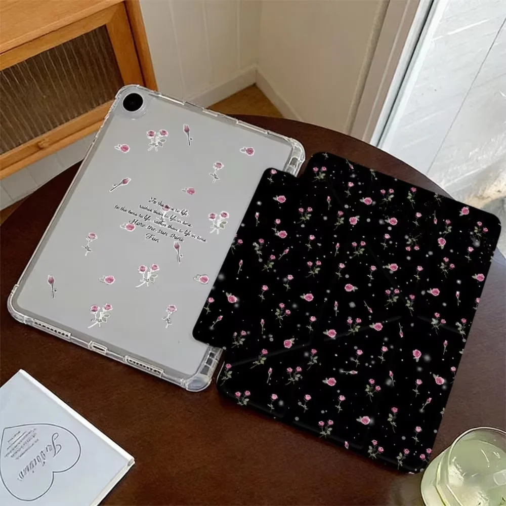 Purple Floral Tablet Cover For iPad Pro 11 12.9 13 M4 M5 9.7 10.2 Air 456 Funda for Samsung Tab A8 A9 A11 S6 S7 S8 S9 S11 Cover