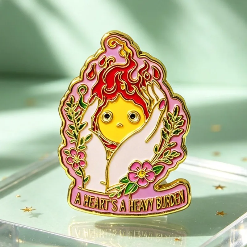 A HEART'S A HEAVY BURDEN Enamel Pin Fantasy Couple Flame Elf Figure Lapel Brooch Backpack Hat Clothes Decor Collectible Gifts view 5