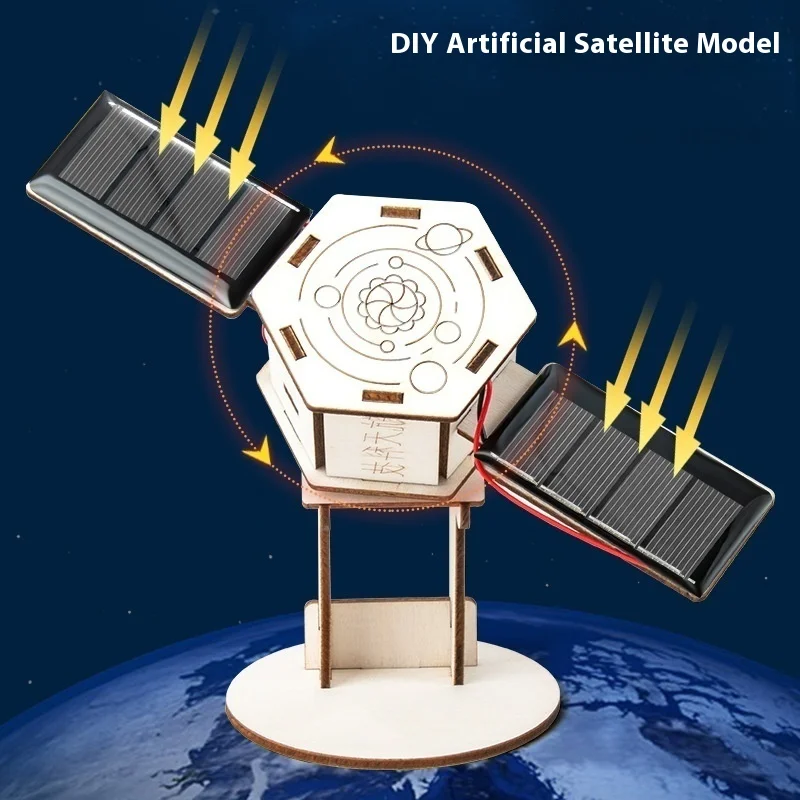 Teknologi DIY Model Ruang Satelit Dirgantara Mainan Perakitan Bahan Buatan Tangan Pendidikan Anak-anak Satelit Buatan Surya