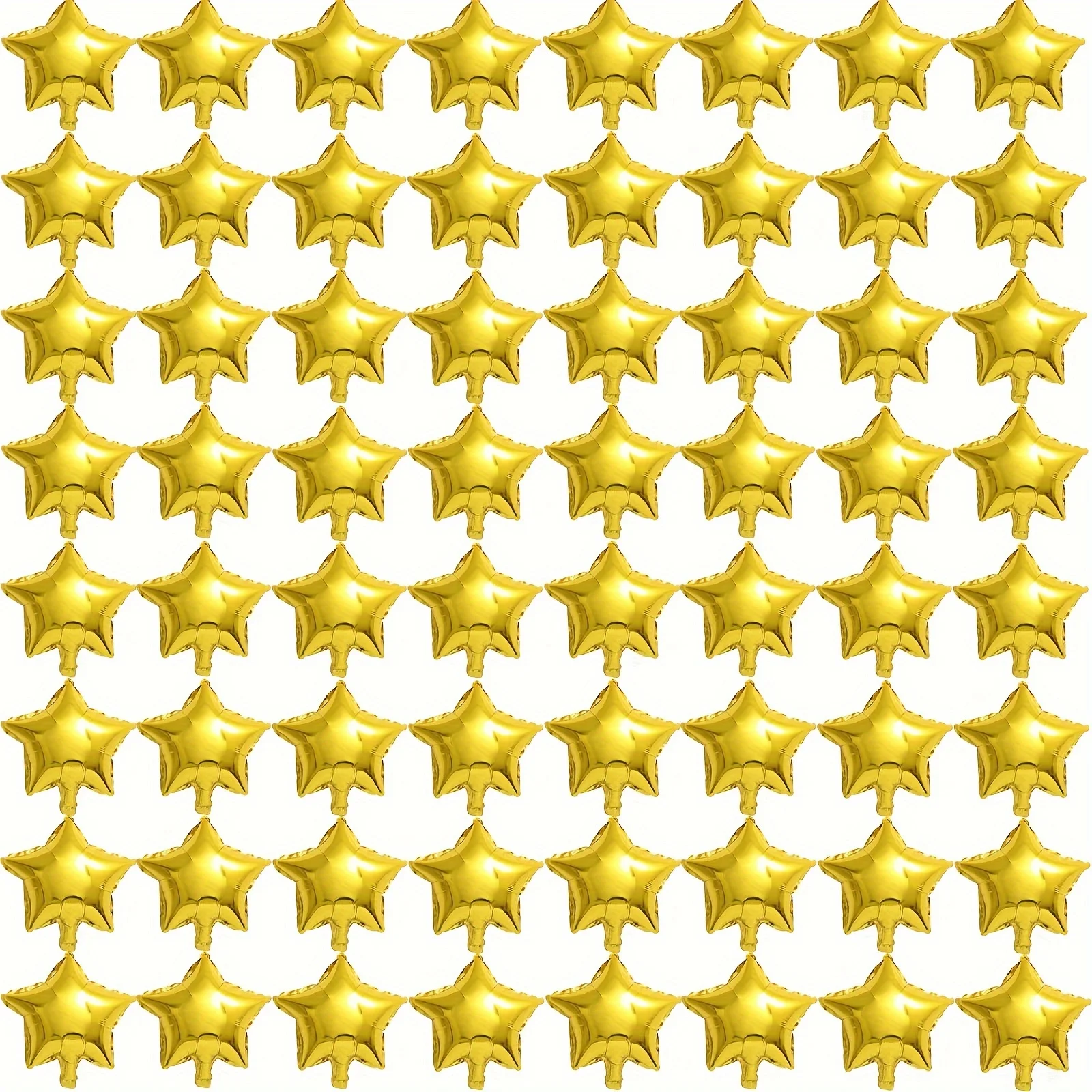 50-Piece Set 5inch Five-Pointed Star Gold Star Aluminum Foil Balloons, Non-Floatable, Suitable for Window Decoration and Ceiling Gold Star Accents