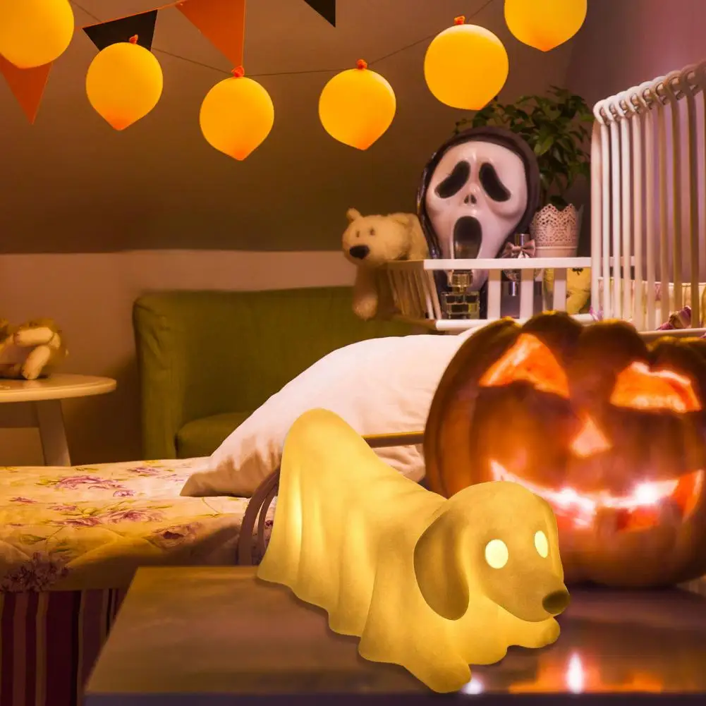 شبح الكلب ضوء مخيف هالوين شبح الكلب مصابيح للديكور المنزل متوهجة الألماني البلدغ أضواء الليل ملتوي لغرفة النوم #6