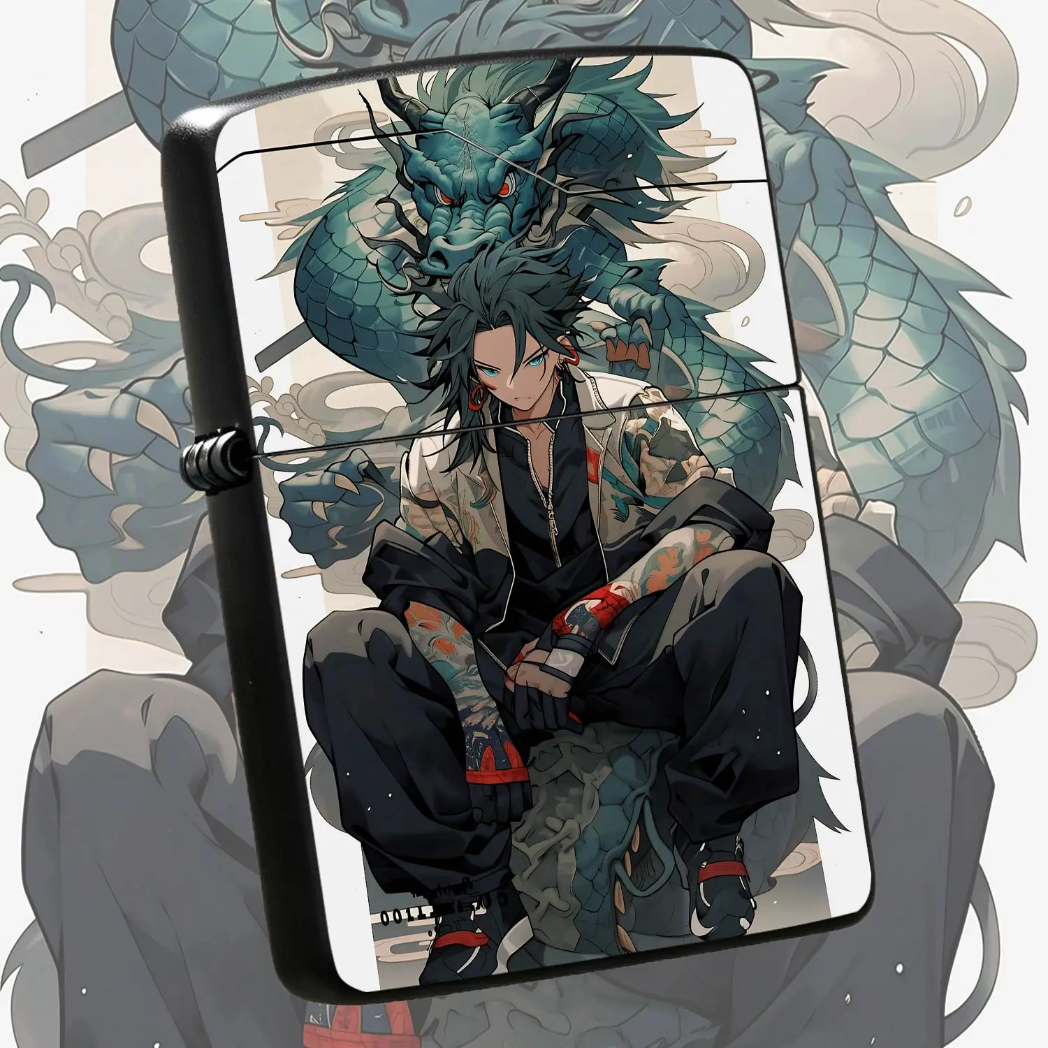 Stylish Dragon Pattern Anime Character Lighter, Exquisite Printed Traditionalazure Dragon Art, Portable Decorative Ignition Tool For Camping Home Decor, Unique Creative Gift For Collectors Daily Use Party Supplies A Humorous And Interesting