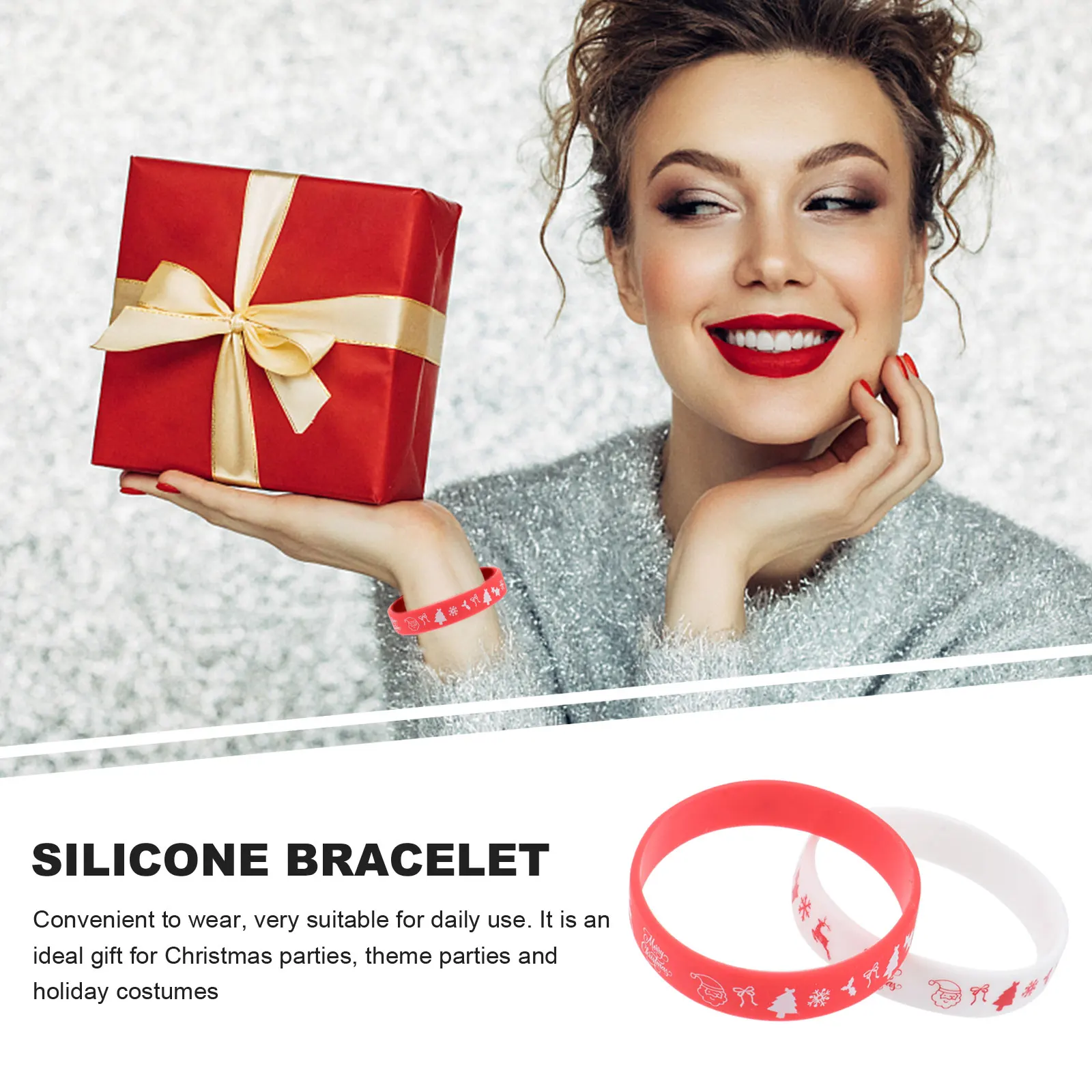 

10 Pcs Silicone Wristband Flexible Safe Design for Adults Teens Christmas Party Gifts Long Lasting Toy