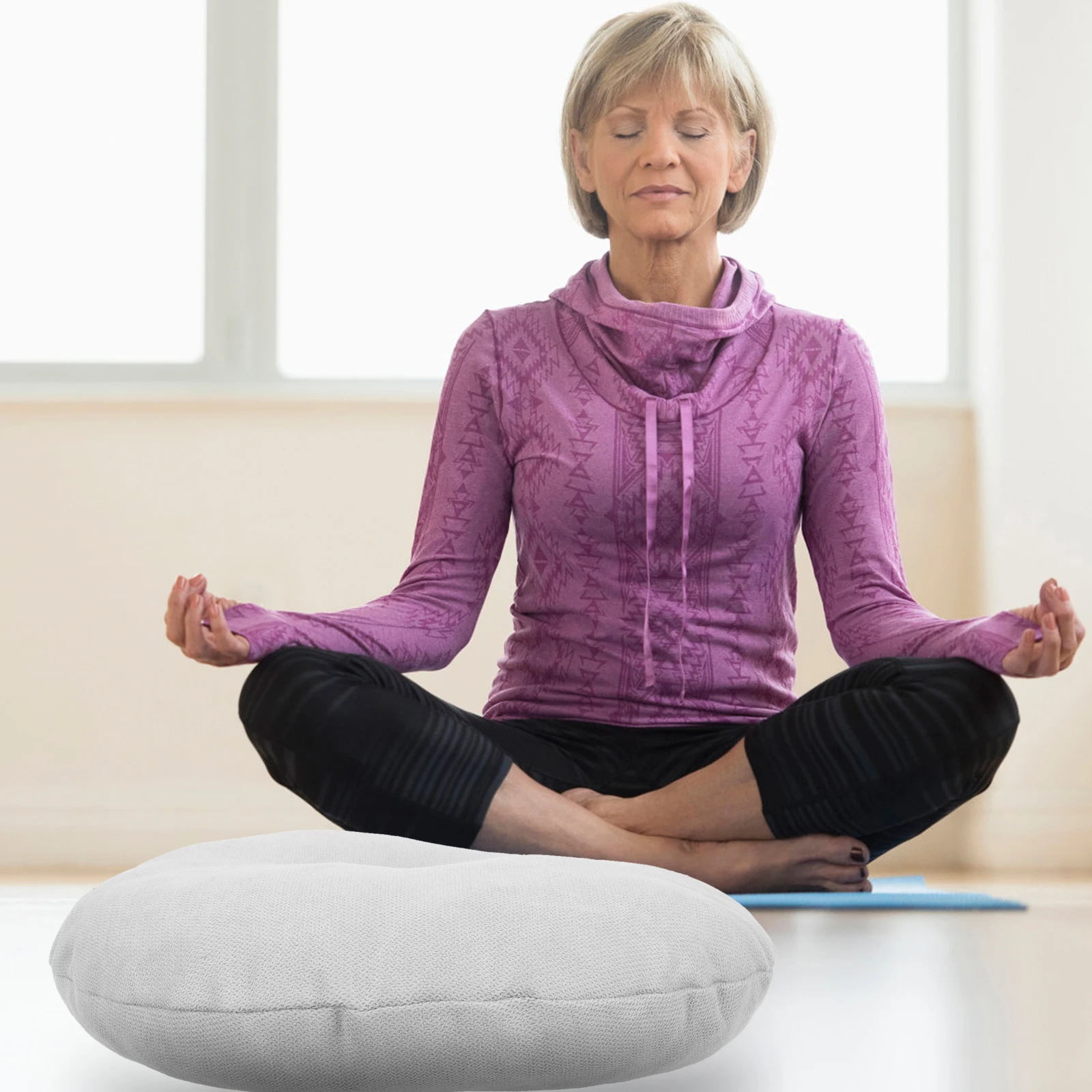 

Floor Cushions Large Grey Seating for Adults Comfortable Indoor Use Meditation Activity Yoga Accessories Floor Pillows