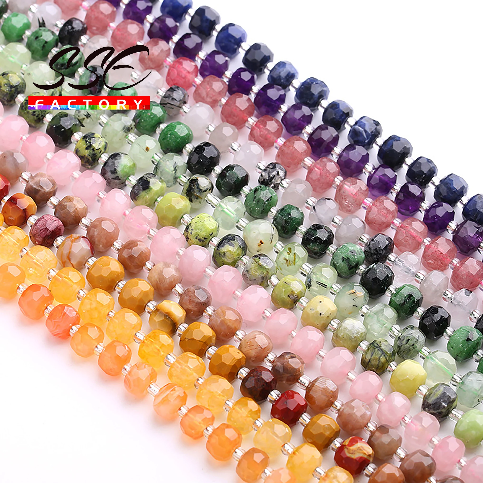 Natural Stone Beads Amethysts Apatite Tourmaline Lapis Lazuli Citrines Rose Quartz Green Jade Beads For DIY Jewelry Making 5X7mm