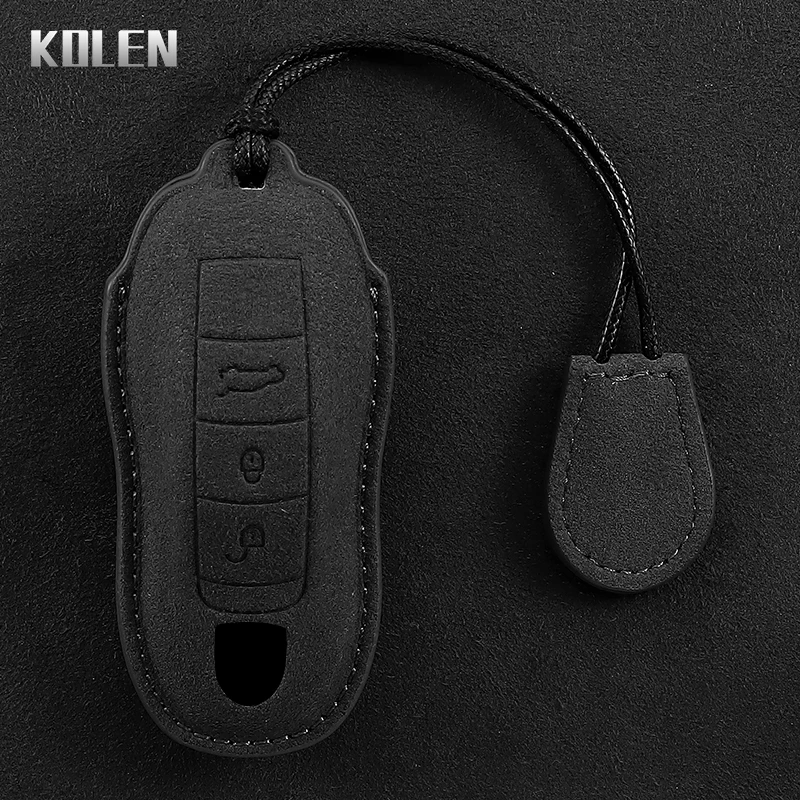 Leather Car Remote Key Case Cover Shell Fob Bag For Porsche Panamera Spyder Carrera Macan Boxster Cayman Cayenne 911 970 981 991