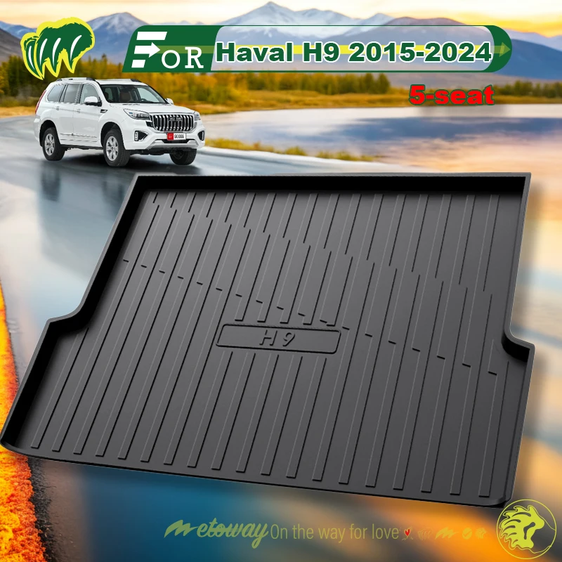 For Haval H9 2015-2024 Custom Fit Car Trunk Mat All Season Black Cargo Mat 3D Shaped Laser Measured Trunk Liners