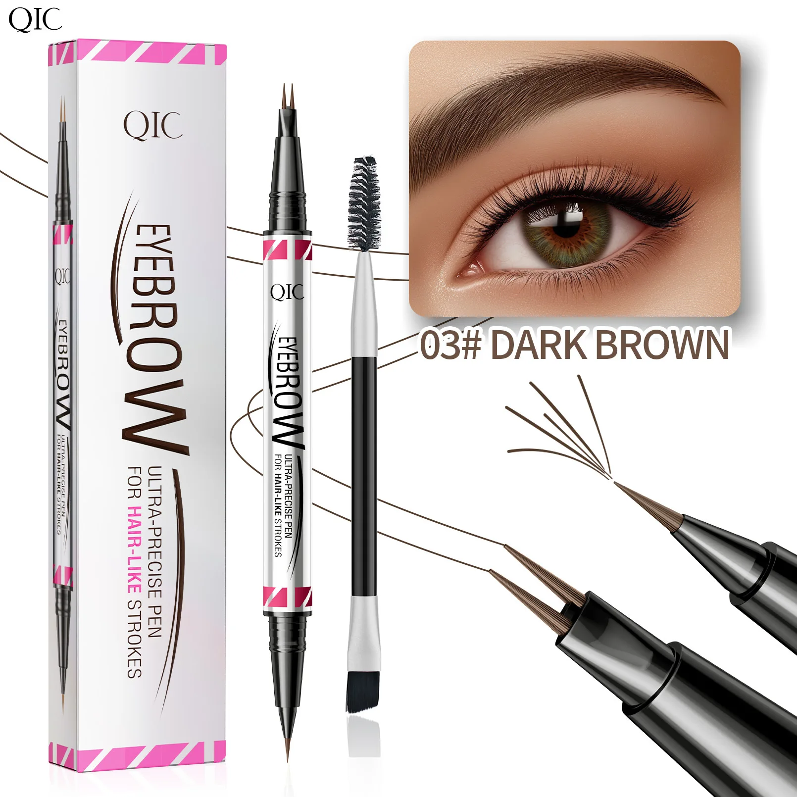 Crayon à sourcils Eyeliner avec brosse, imperméable, résistant à la sueur, ne se décolore pas, longue durée, naturel, tridimensionnel, maquillage pour sourcils sauvages