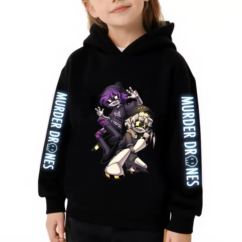 Sudaderas con capucha divertidas de Murder Drones para niños y niñas, sudadera con capucha con estampado de dibujos animados divertidos, sudaderas con capucha de manga larga para invierno, sudaderas con capucha informales para niños