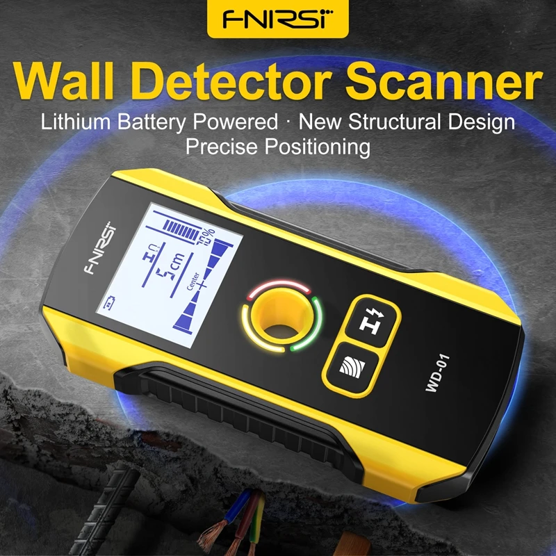 FNIRSI WD-01 Metal Detector Digital Wall Scanner Precise Positioning Hole for AC Live Cable Wires Cooper Wood Stud Deep Finder