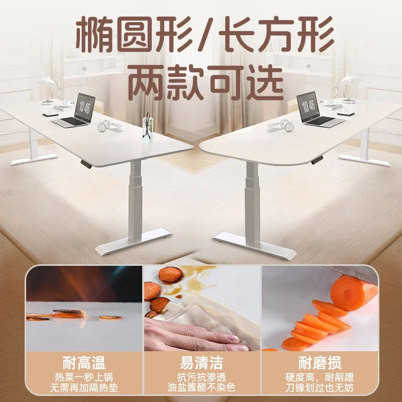 

Slate Electric Lifting Table Manual Hand Lifting Conference Table Cream Wind Living Room Large Desk Office Computer Desk