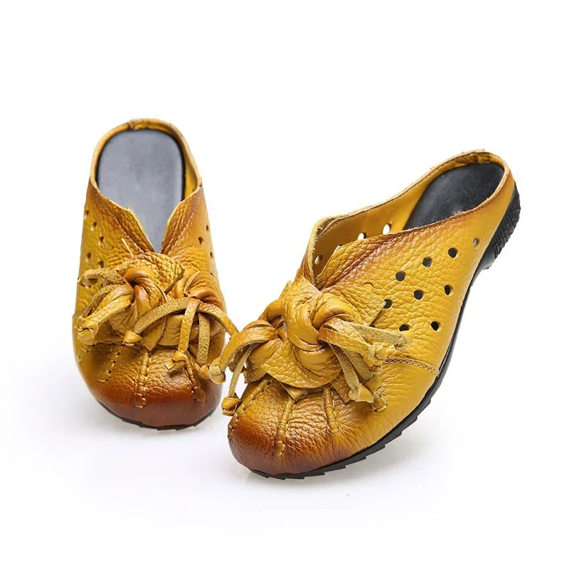 CEYANEAONew national wind fashion women\'s sandals summer retro skeleton hollow leather shoes selling handmade flowerscasualshoes