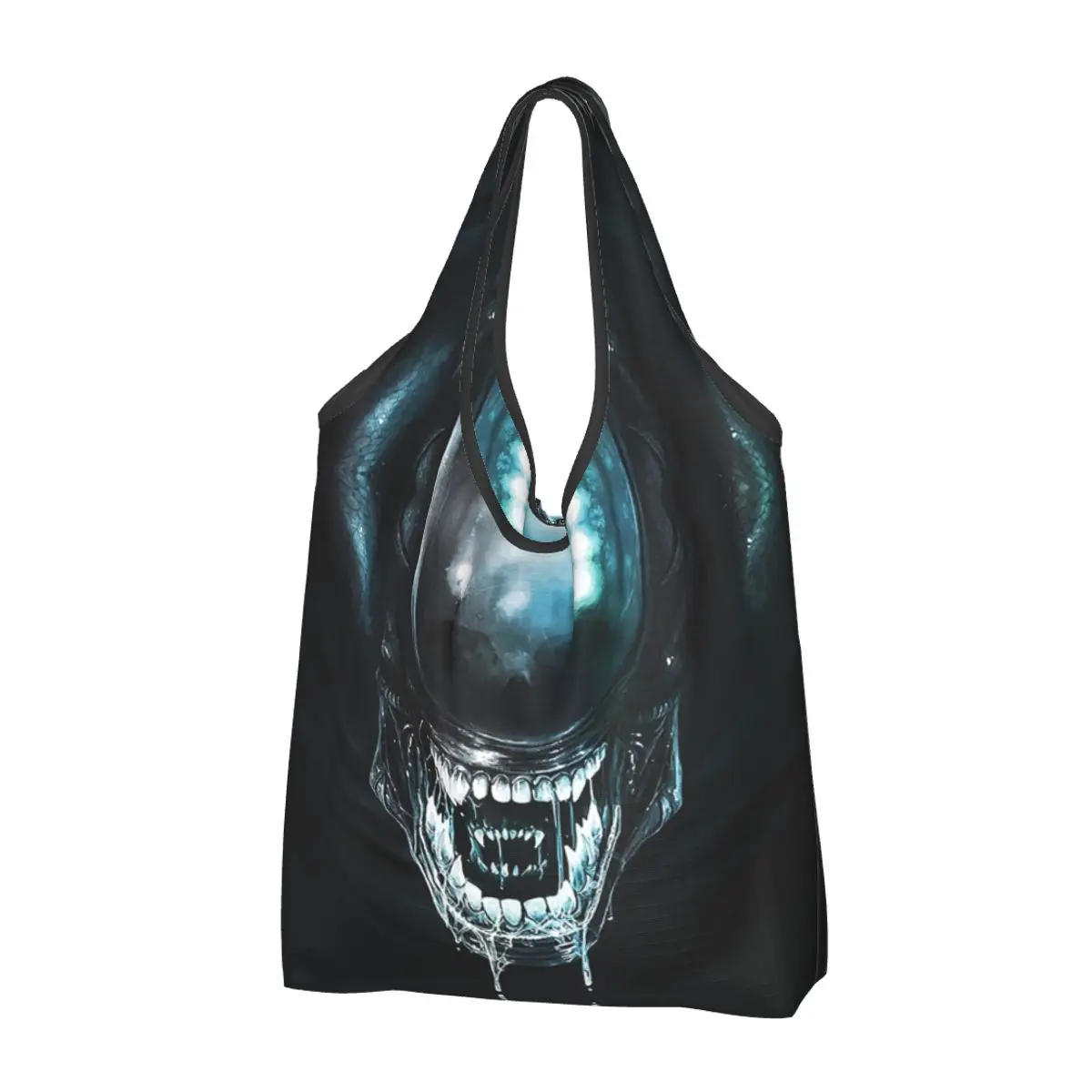 Xenomorph Alien Portable Tote Shopping Bags Large Capacity Shopper Bag Groceries Handbag Shoulder Bag