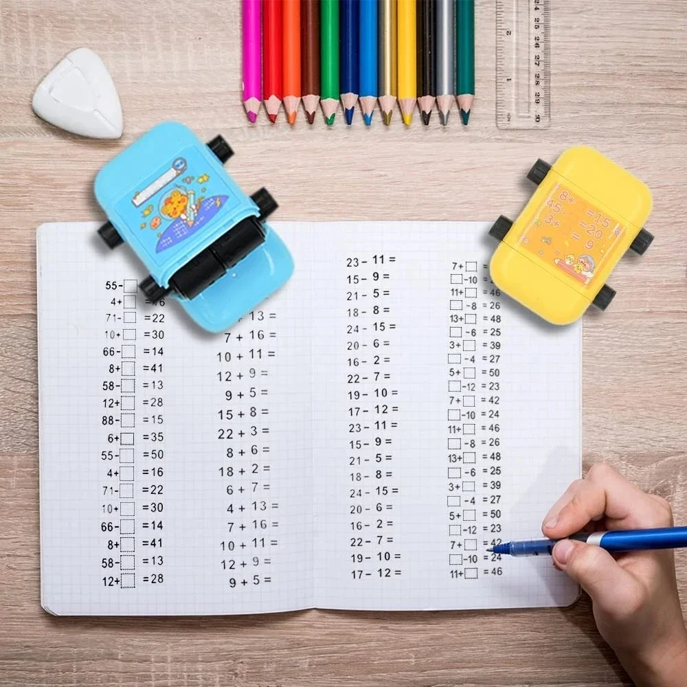 Rol cap matematika 2 in 1 tambahan subtraksi dan divisi perkalian untuk anak-anak penggulung cap mengajar Digital kepala ganda