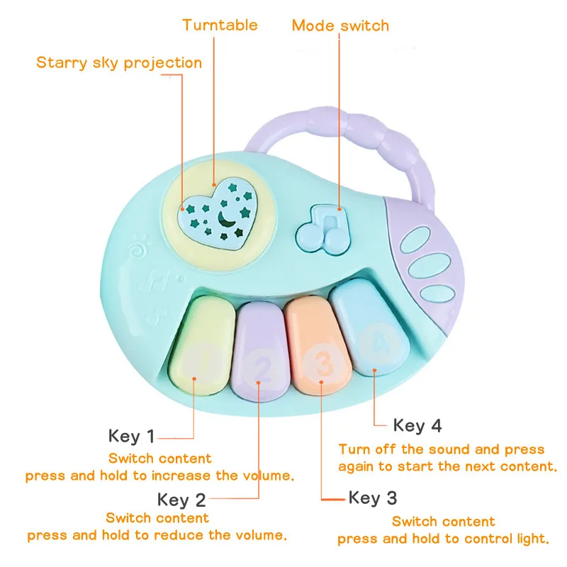 ランダム 1 個赤ちゃん教育音楽おもちゃ学習教育楽器ピアノハンドベルプロジェクターゲームモンテッソーリ子供のおもちゃギフト
