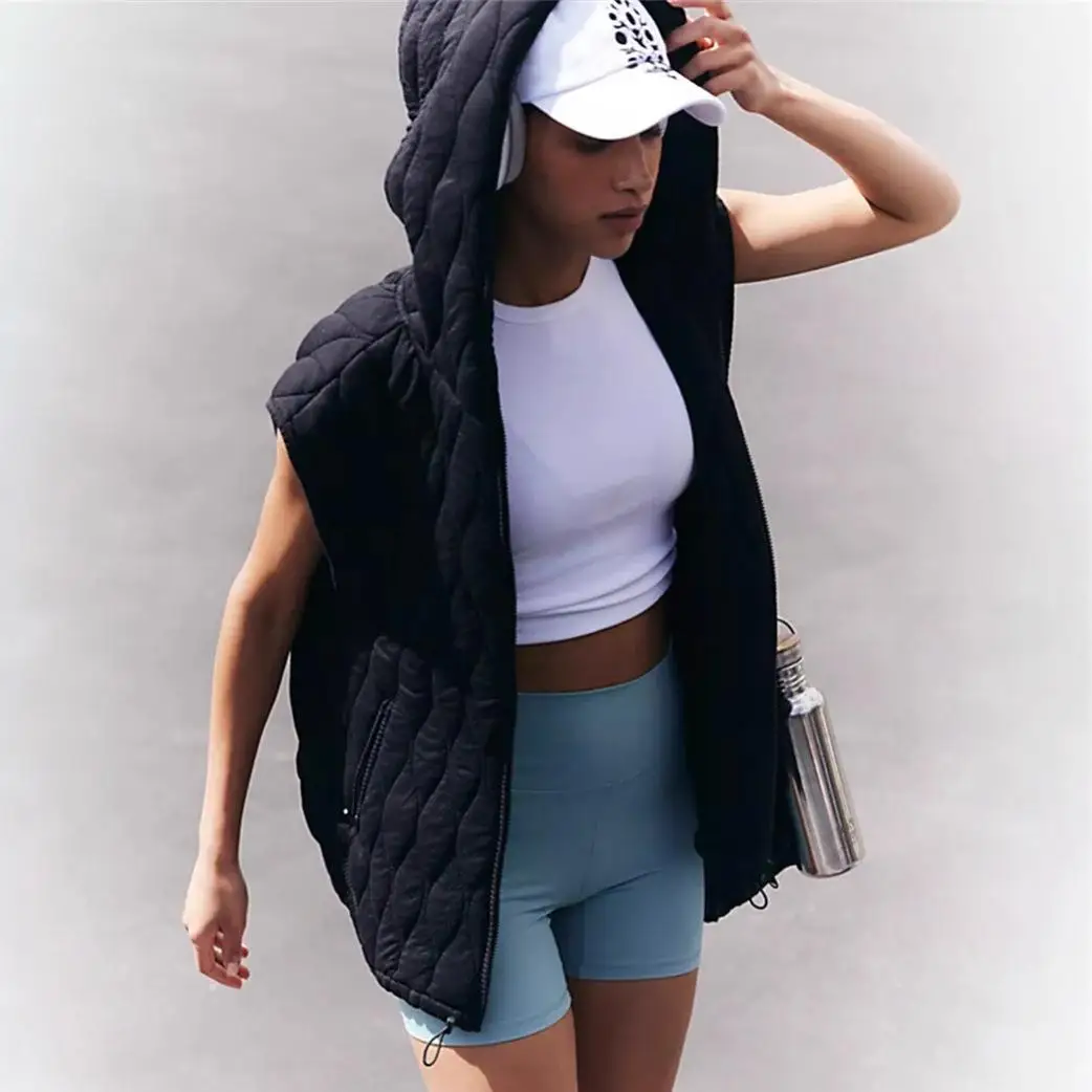 

Женский хлопковый жилет с капюшоном, легкая теплая осенне-зимняя модная верхняя одежда Long Sve No Brand X230