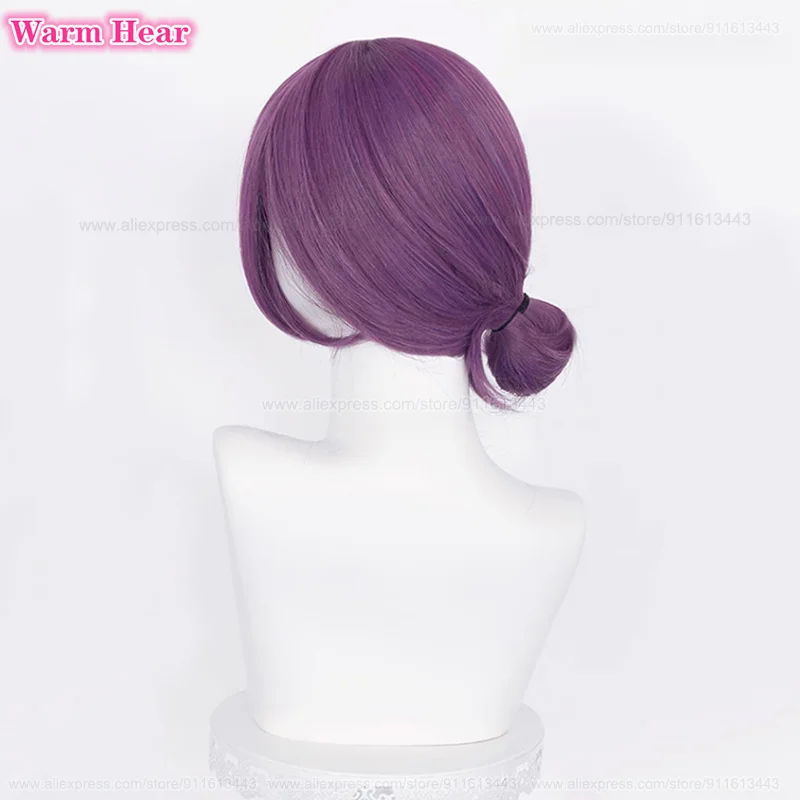 Reze Synthetic Hair Anime COS Purple Mixed Ponytail Cosplay Wig Necklace Pelucas Halloween Carnival Party Costume Wigs + Wig Cap