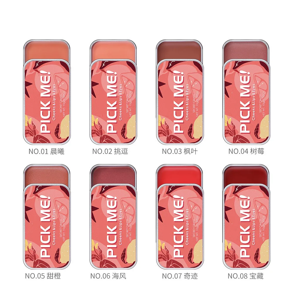 Paleta de maquillaje 3 en 1, colorete, sombra de ojos, polvo Mineral, colorete rojo, crema Natural duradera, tinte para mejillas, colorete naranja, melocotón, rosa, cosmético