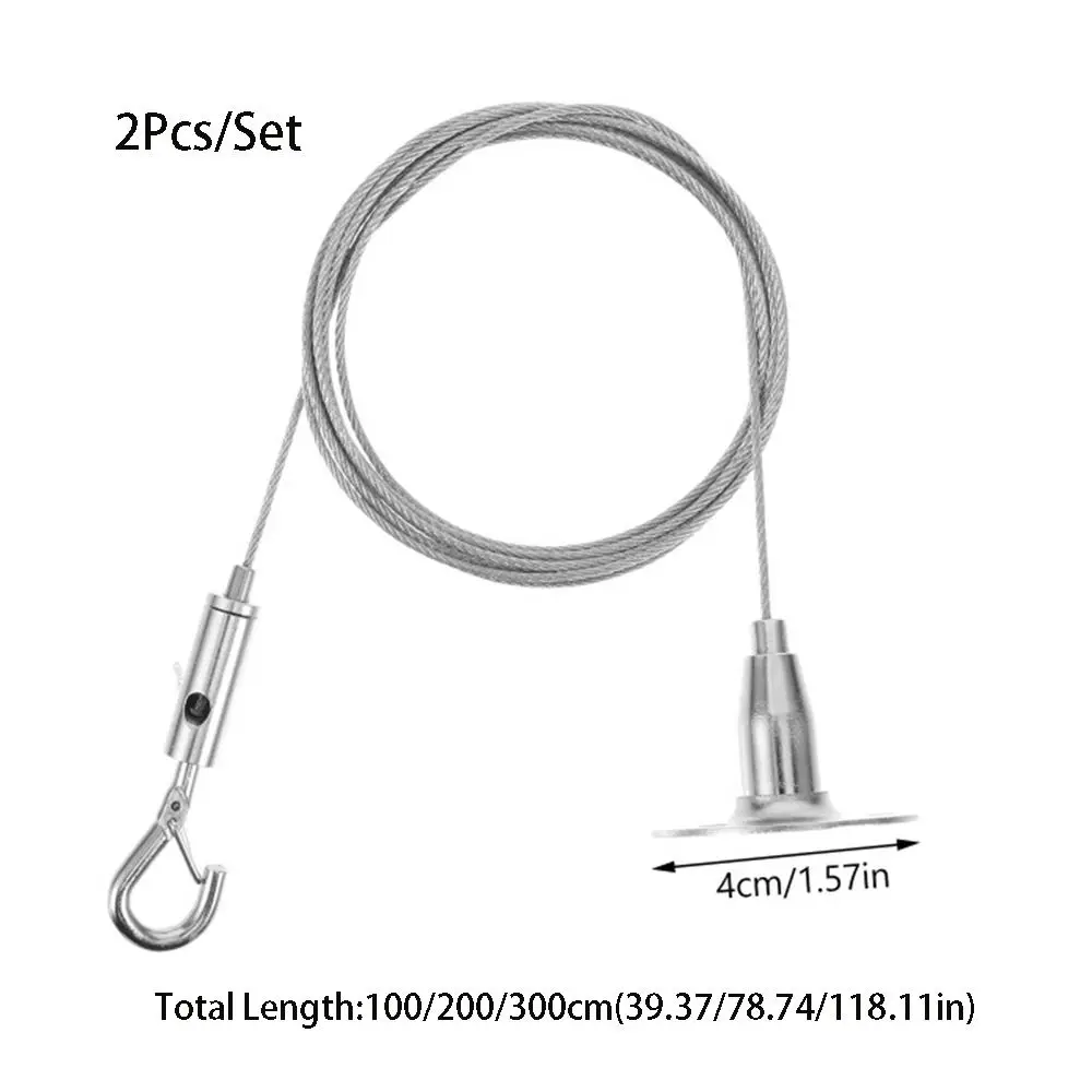 2Pcs Durable Adjustable Picture Hanging Wire 1/2/3m Heavy Duty Suspension Steel Rope 1.5mm Hooks Wall Mount Lanyard Photo Frame