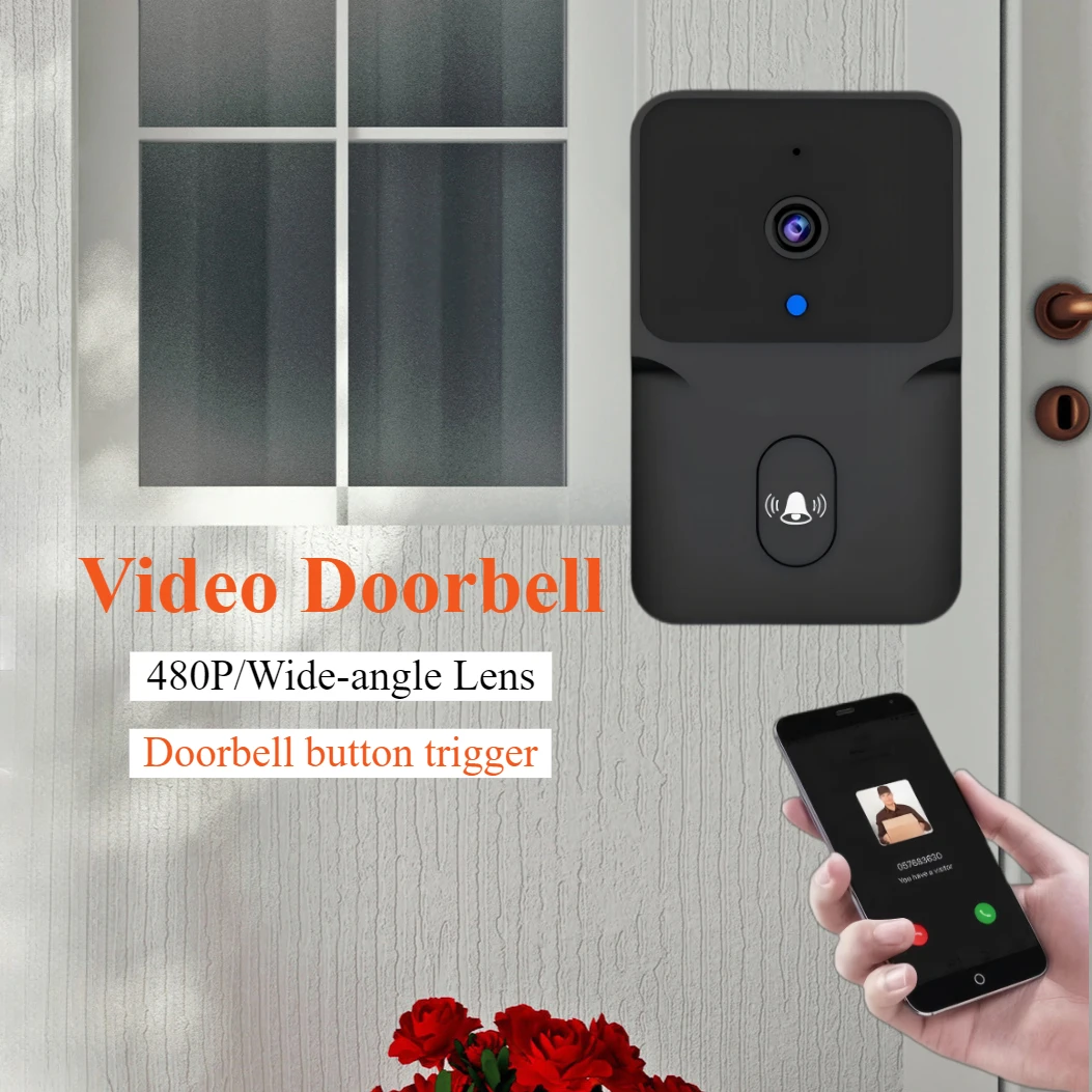 Wireless Outdoor Doorbell Low-power Smart Home Intercom Video Eye Digital Peephole Wifi Door Ring Camera with Monitor Chime Bell