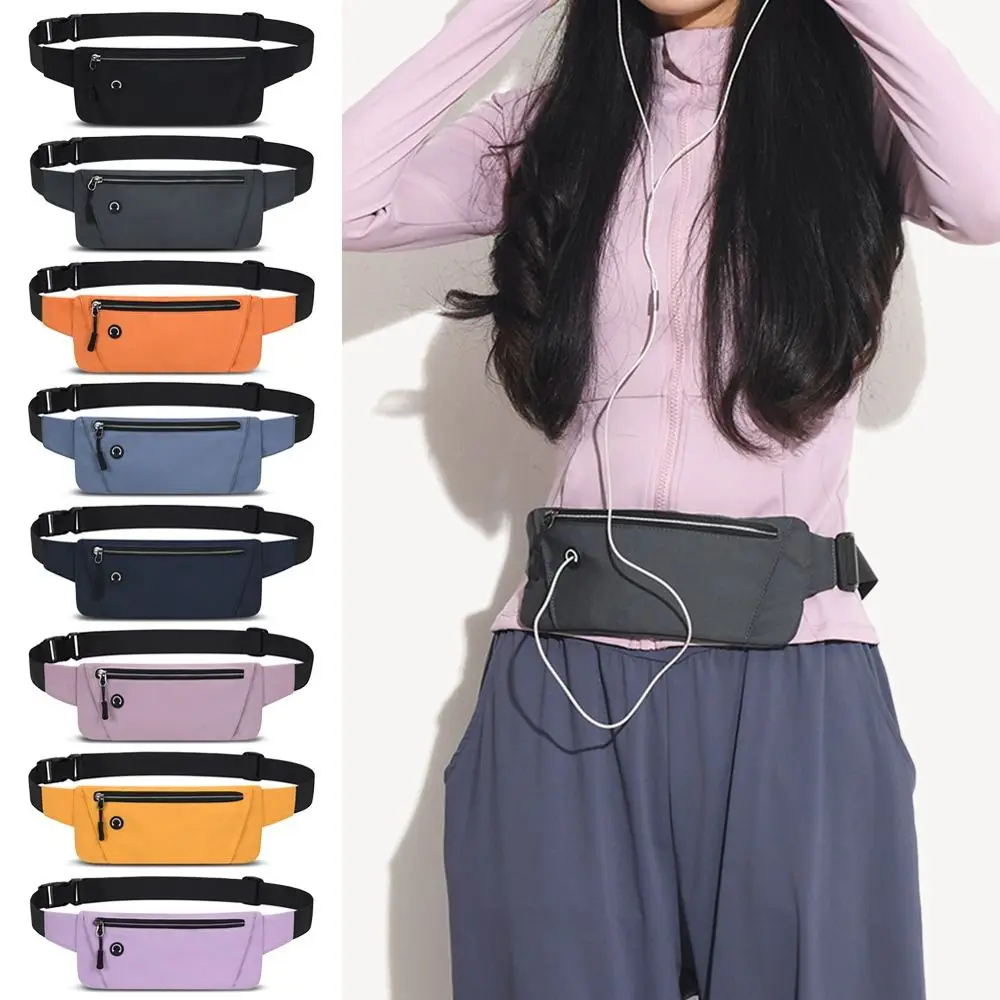 

New Nylon Waist Bag Solid Color Ultra-Thin Sports Belt Pouch Waterproof Lightweight Waist Pack