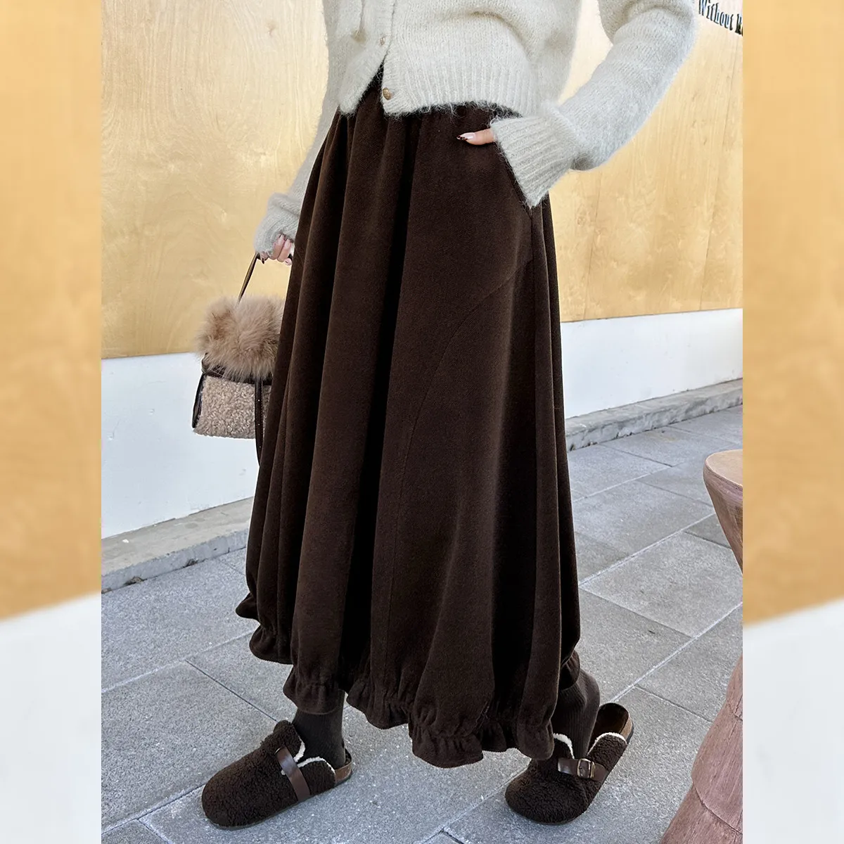 LOUISYAO dulce falda de ramo Vintage 2025 faldas de invierno Ofice Lady moda Premium Senior exquisita falda larga acampanada para mujer