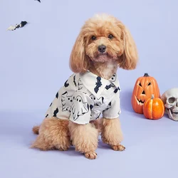 Dog Clothes for Small Dogs Shirt Dream Moon and Stars Printed Costume Puppy Pajama with Bat and Ghost Pattern Doggie Pet Clothes