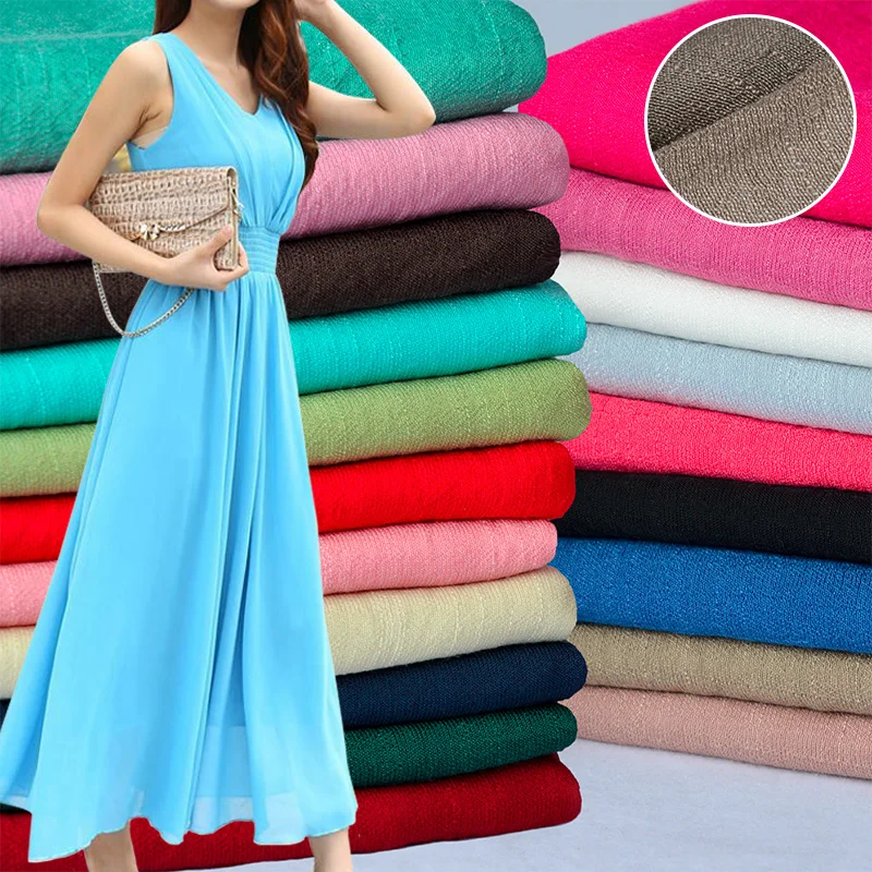 Summer Thin Fabric Solid Color Linen Slub Cotton Fabric DIY Dress Robes Clothing Handmade Patchwork Fabric by half meter