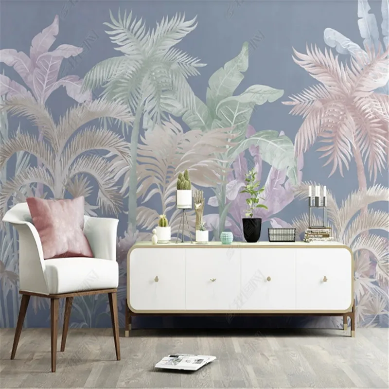 Hand Painted Nordic Tropical Rainforest Wallpaper for Living Room TV Background Wall Papers Home Decor 3d Mural Papel De Parede