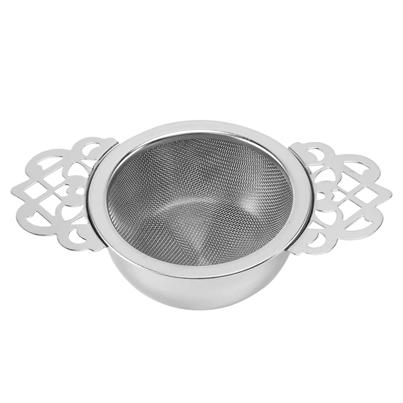 

Tea Strainers With Drip Bowls (2-Pack), Elegant Stainless Steel Loose Leaf Tea Strainers