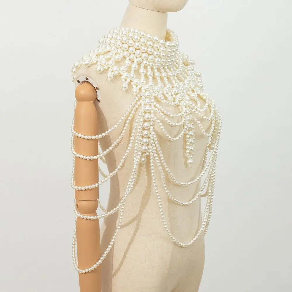 

Elegant Simulated Pearl Multi-layer Pearl Exaggerated Long Bride Pearl Shawl Sexy Body Pearl Chain Bride