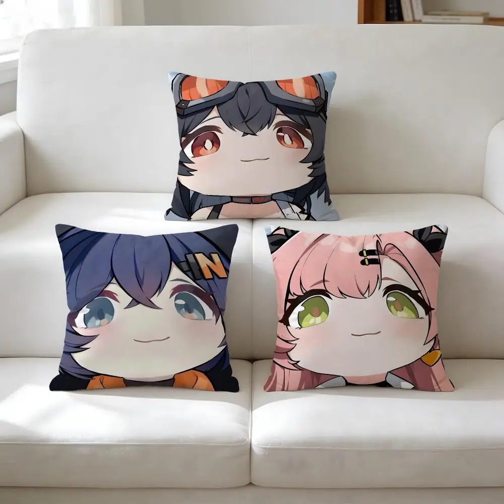 Cute Q Version ZZZ Ellen Nicole Miyabi Cushion Cover Short Plush Pillow Case Wrinkle-Resistant Machine-Washable For Easy Care