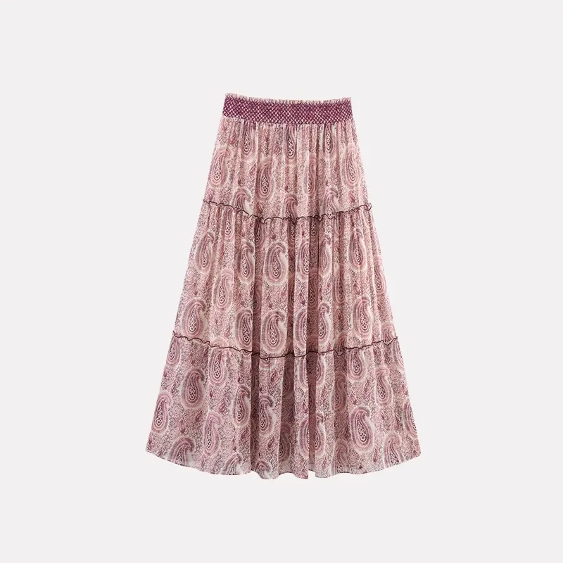 

Новая летняя женская многослойная юбка-миди с высокой талией и принтом, длина до пола, юбка трапециевидной формы из полиэфирного волокна Ciwalk Commute Sle