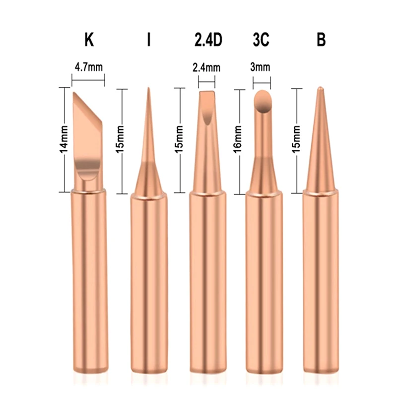 5-10Pcs I+B+K+2.4D+3C Soldering Iron Pure Copper 900M Soldering Iron Head Set Inside Hot Bare Copper Electric Soldering Iron Tip