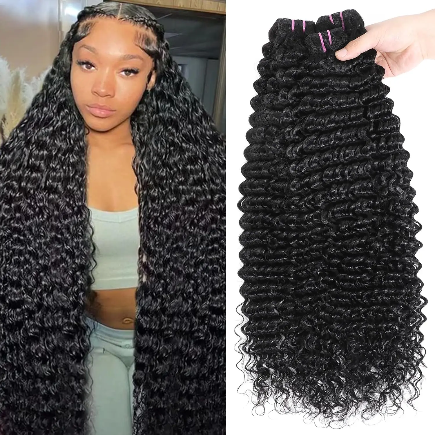 

Пучок бирманских человеческих волос Kinky Curly 1/3/4 Jerry Curly Bundles 100% необработанные 28 30-дюймовые натуральные волнистые наращивания с двойным утком