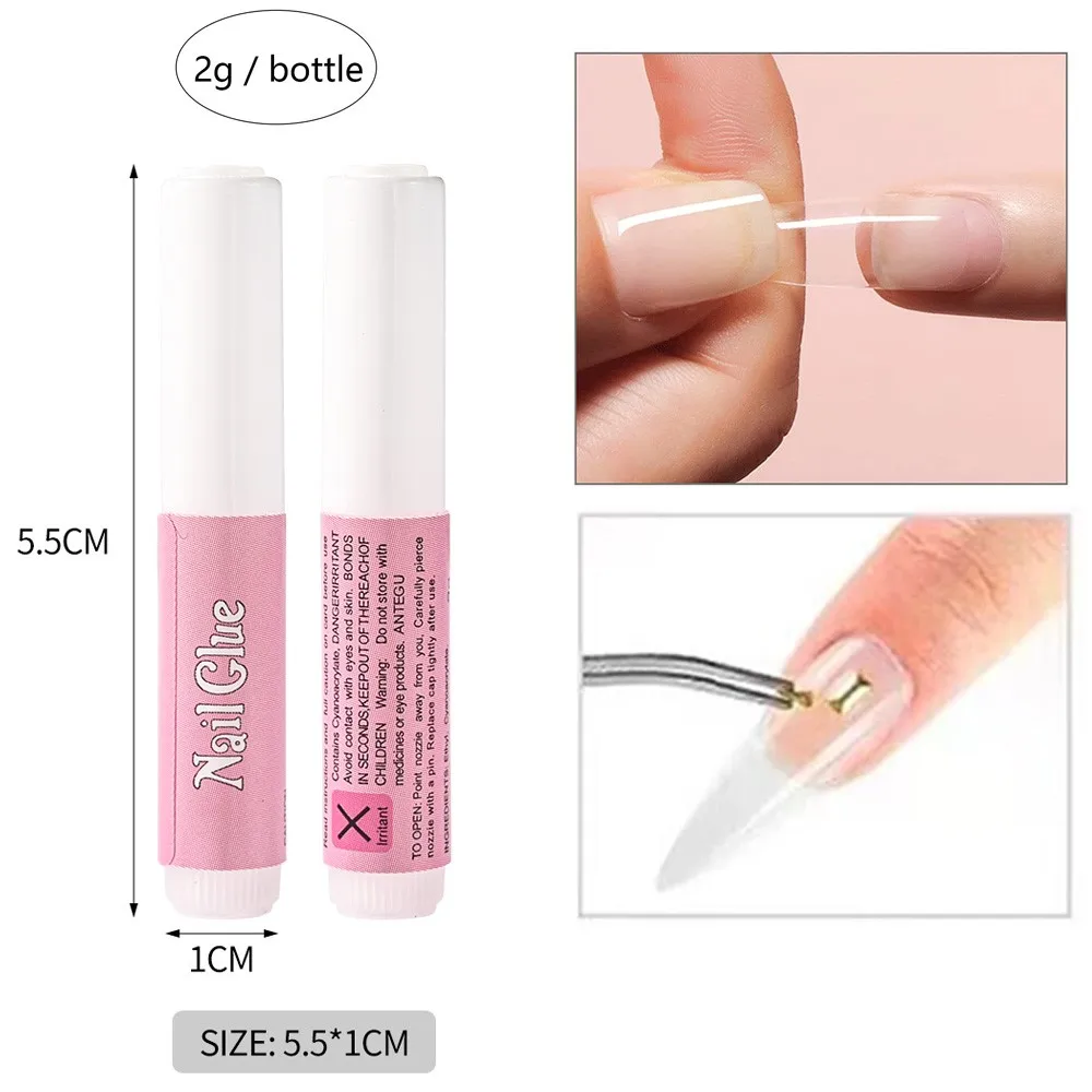 100/50PCS Mini Nail Glue for Acrylic Nail Tips Fast Drying Super Adhesive Rhinestone Bond Glue Long Lasting Liquid Glue (2g/pcs)