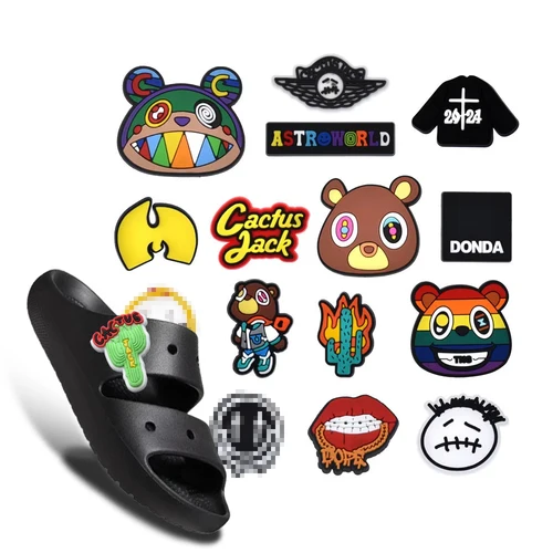 Mezclado de 1-200 Uds. De dijes para zapatos, cantante, Cactus de PVC, diseño sonriente, jardín, Otoño Invierno para zuecos, sandalias, pulseras, regalos de Navidad y Halloween