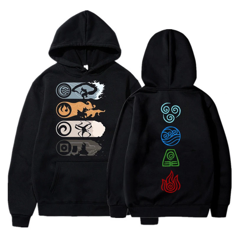 Hoodies de manga comprida unissex, Avatar The Last Airbender, Harajuku Print, moletom casual, moda capuz Streetwear, Appa Yip