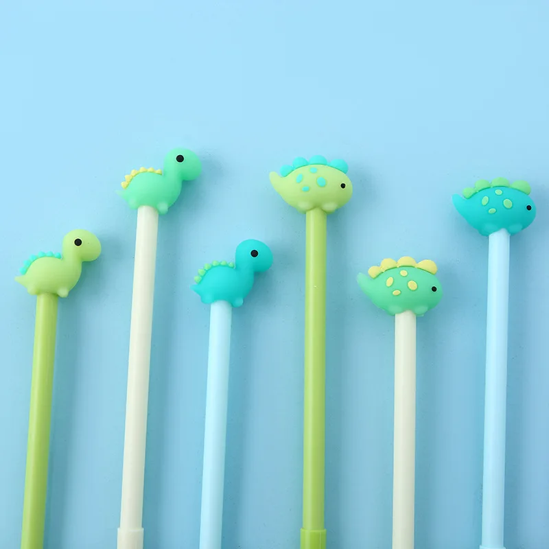3 pcs/lot Kawaii Little Soft Silicone Dinosaur Gel Pen Ink Marker Pen School Office Writing Supply Stationery Escolar Papelaria