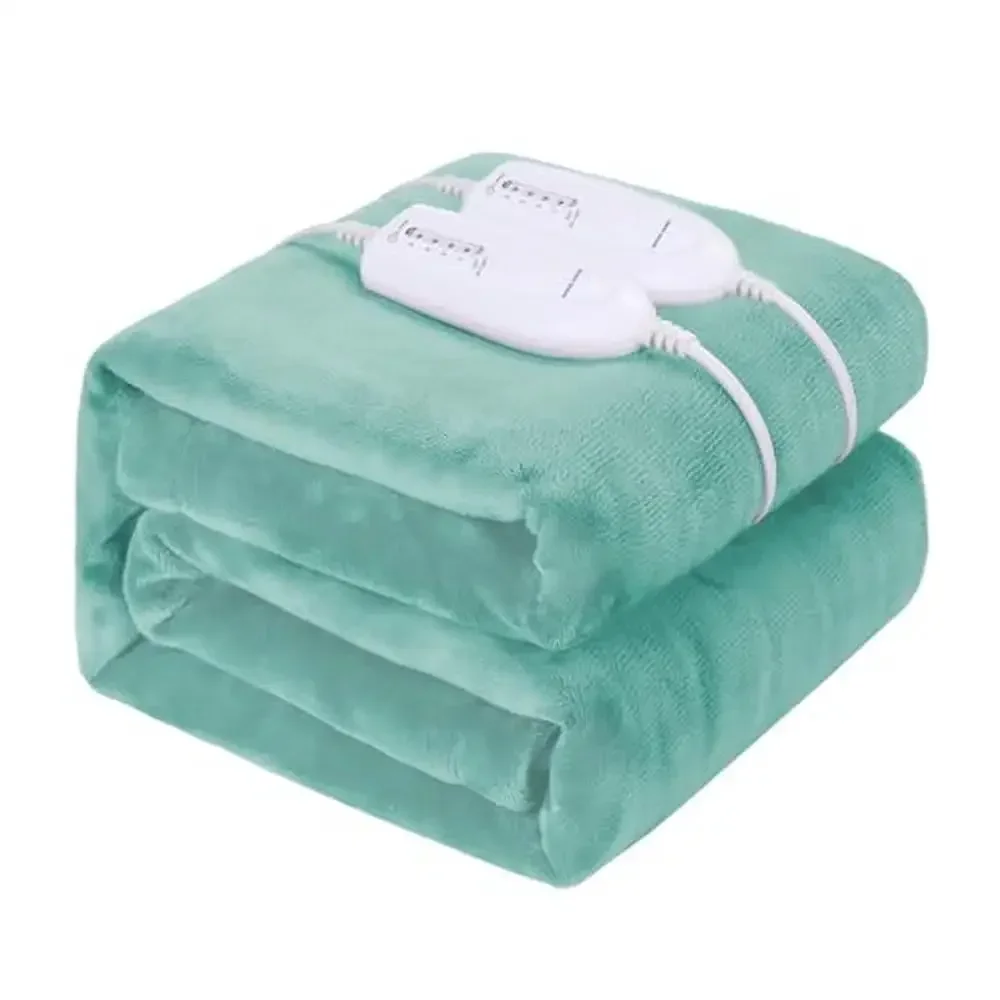 Electric Heated Blanket Queen Size Fast Heating Soft Flannel 4 Heat Settings Auto Off Blue Gift Bag Cozy Warm Machine Washable