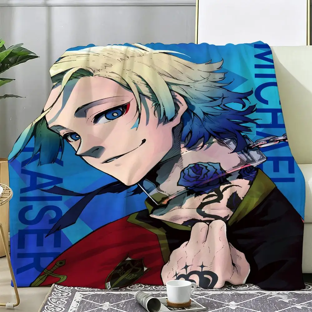 

Плед из флиса с принтом аниме B-Blue Locks, мягкий и теплый, уютный плюшевый плед для дивана, кровати и на все сезоны